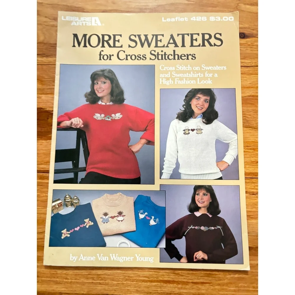Leisure Arts Cross Stitch Sweater Pattern‎ Booklets Leaflets 375 426 Vintage 80s